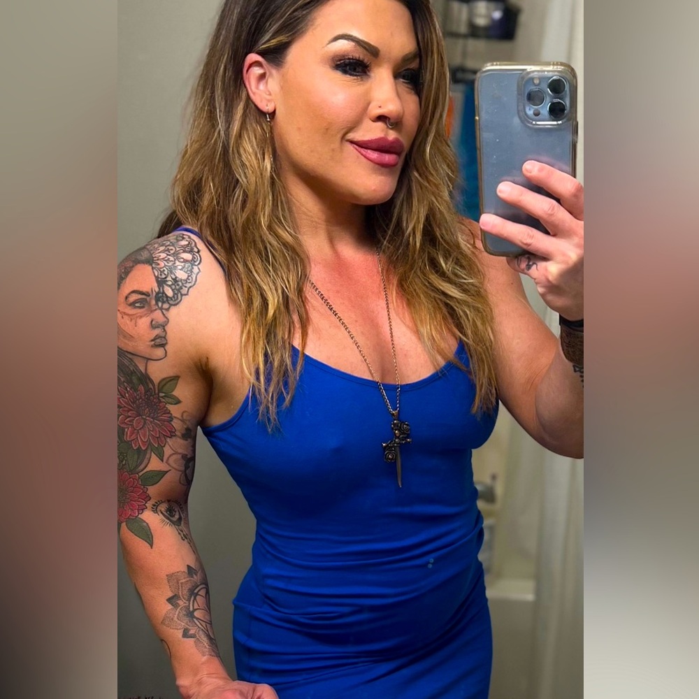 Royal blue cotton mini dress